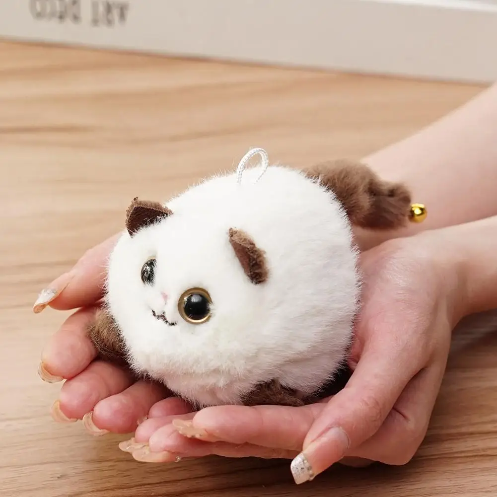 Porte-clés en peluche chat à queue oscillante, Adorable, pendentif, Animal de dessin animé, chat, mode filles, poupée en peluche, cordon de traction