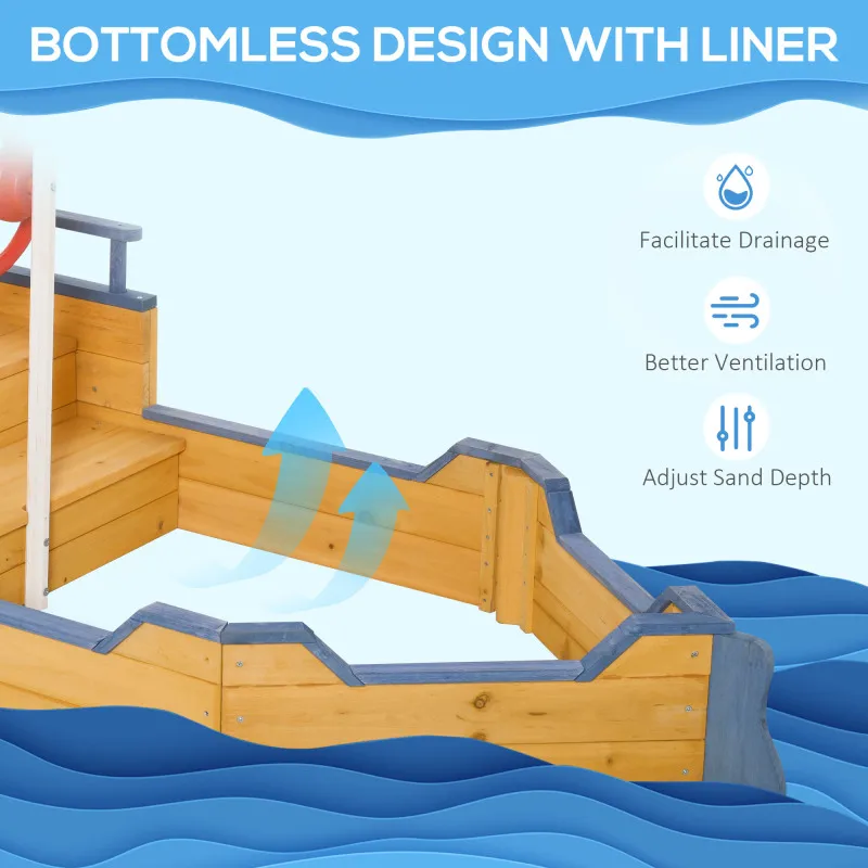 Area Child Create Design Kids Kids sandbox Liner Play Sand Sandbox Outsunny Wooden Kids Pirate Sandbox, Outdoor Sandboat with Be