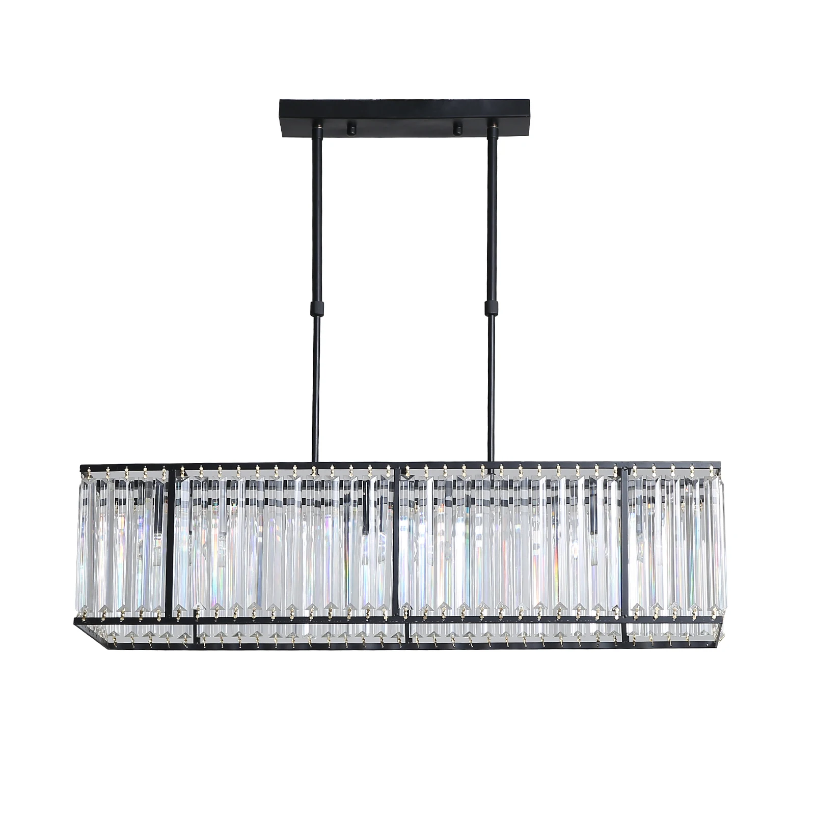 Rectangular Modern K9 Crystal Chandeliers Lighting Pendant Ceiling Lights Rectangle Chandelier Lamp 4-Lights