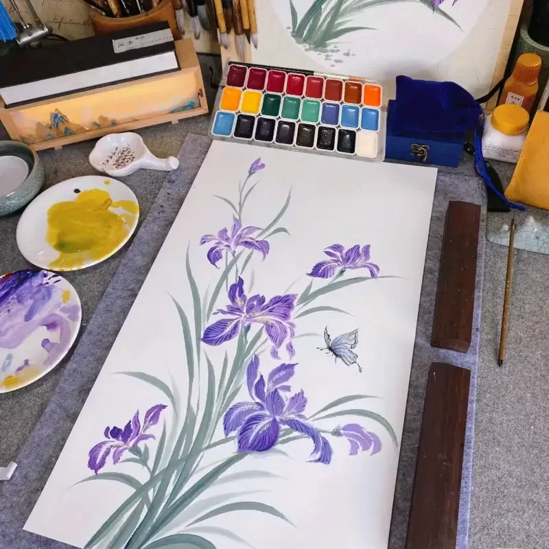 طقم طلاء صلب بألوان مائية مكون من 24 لونًا في صندوق محمول للرسم والكتابة DIY للمبتدئين والفنانين والكبار في عيد الميلاد