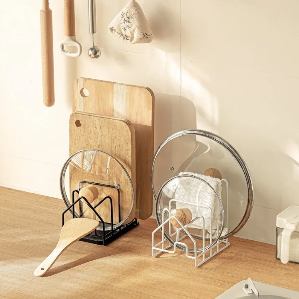 Multi Layer Pan Lid Organizer Multifunctional Quick Dry Kitchen Storage Rack Hollow Design Space Saving Cutting Board Holder
