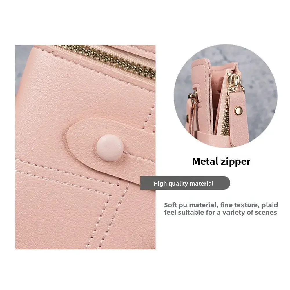 Portable Solid Color Button Wallet PU Leather Short Design Thin Wallet Ultra-Thin Card Clip Daily Use