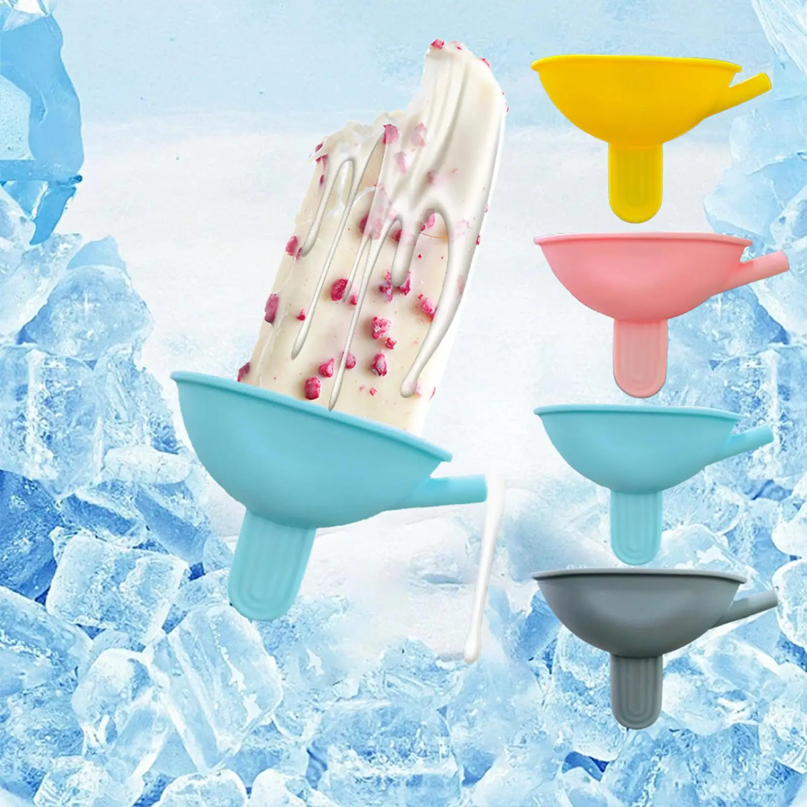 Soporte de silicona para paletas de hielo para niños, funda antigoteo con pajita, bandeja reutilizable para jugo, crema, postres fríos, para exteriores, playa, verano, picnic
