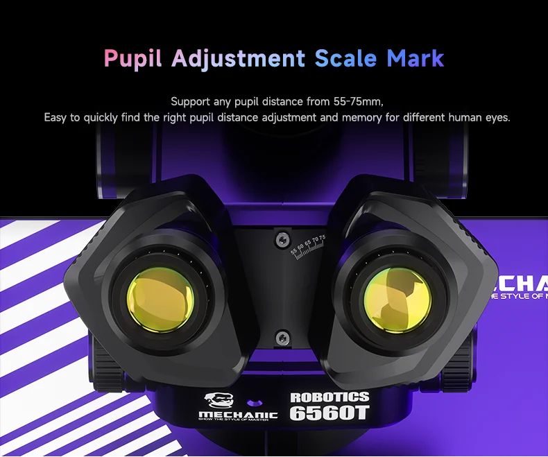 

MECHANIC Robotics 6560T-B11 Trinocular Stereo Microscope 6.5-60X Magnification Industrial Microscope for CPU Welding Repair Tool