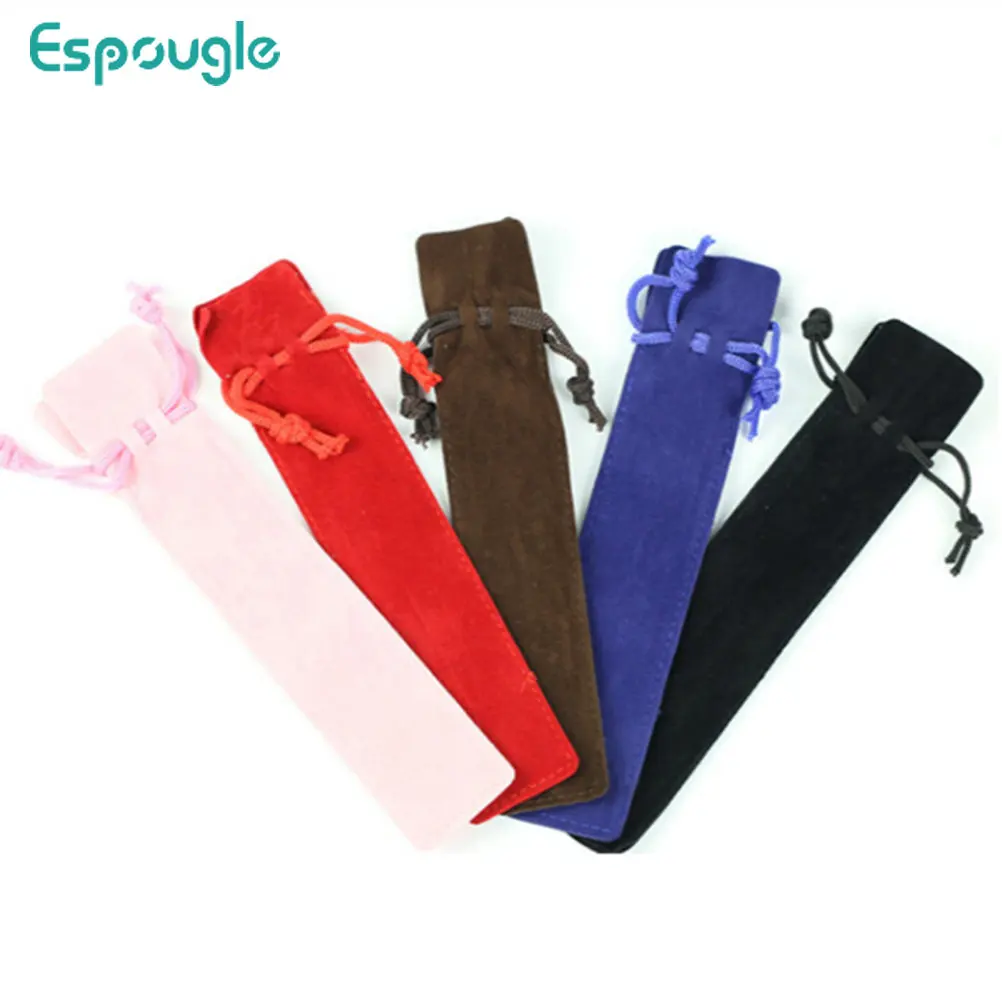 

200pcs Reusable Velvet Pen Pouch Drawstring Bag Single Pen Holder Packaging Case Sleeve for School Office Business Gifts
