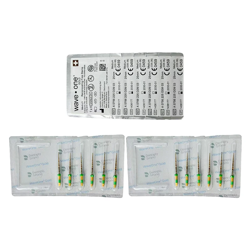 1pack/6pcs Waveone Gold FilesDental Endodontic Rotary Files Heat-Activated Nickel-Titanium Treatment Endodontic Dentistry Tools