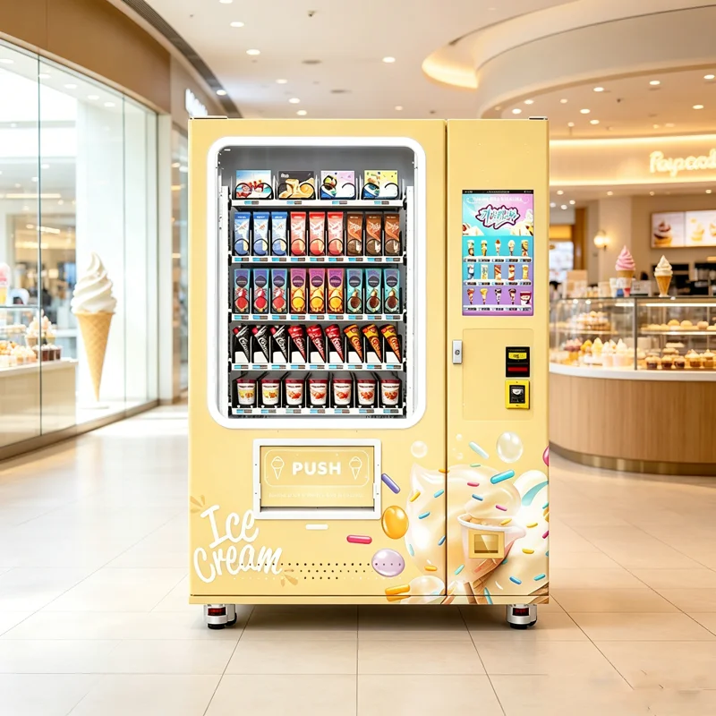 Ice Cream Cone Vending Machine Smart Instant Noodles Combo Snacks Drinks Vending Machine Compressor Cooling Outdoor BIZ Custom