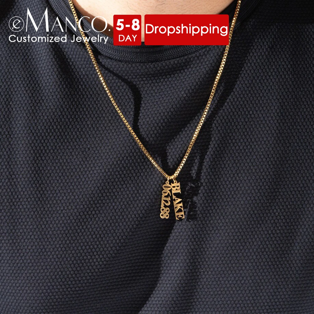 eManco Personalized Customized 2-3 Ladies Name Necklace Stainless Steel Vertical Pendant Fashion Jewelry Christmas Gifts