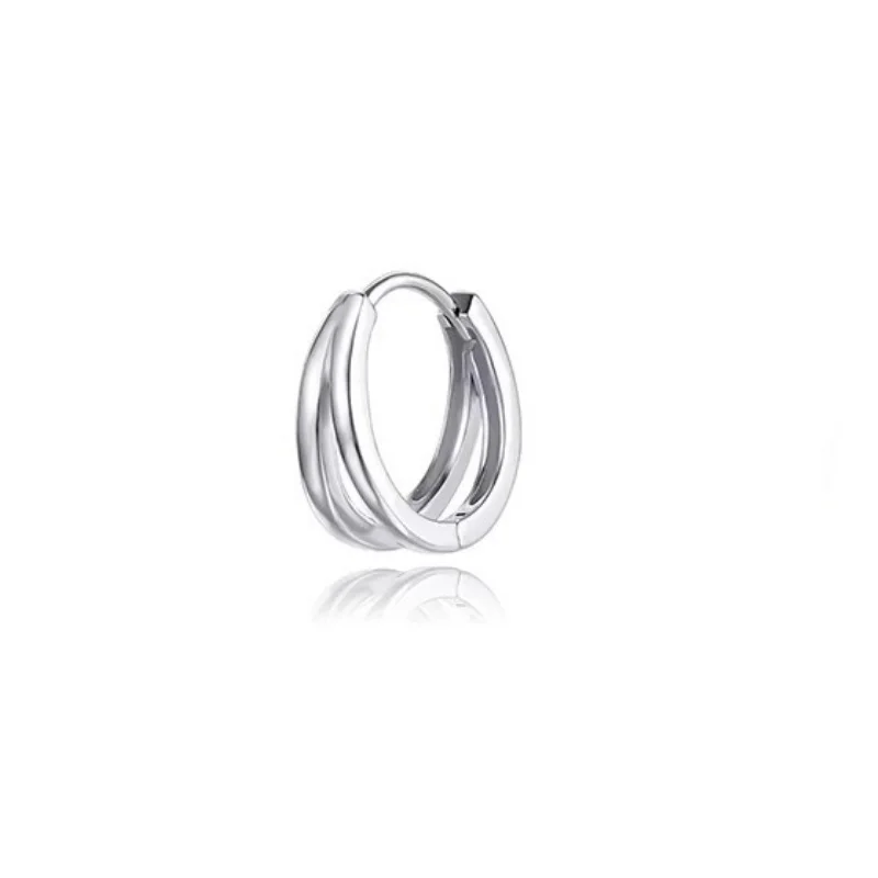 

Uniorsj 925 Sterling Silver Simple Style Double Layer Lines Hoop Earrings for Men & Women Couples Jewelry