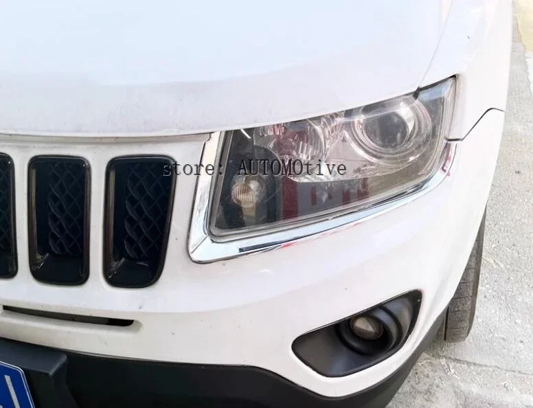 Headlight Eyebrow Trim 2011-2015  For  Jeep Compass Car Front Head Lamp Light Cover Sticker Brow Headlamp Eyelid