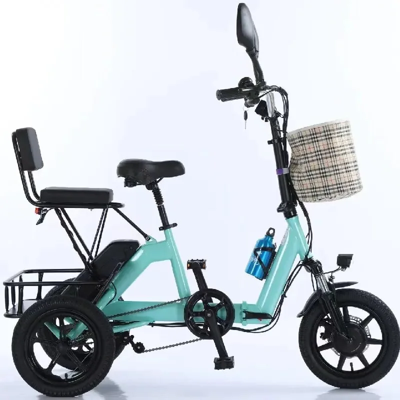 

Folding 2 Seats 3 Wheel Electric Bike For Adults 48v 350w Electric Tricycle With Passenger Seat For Woman Men Battery Removable