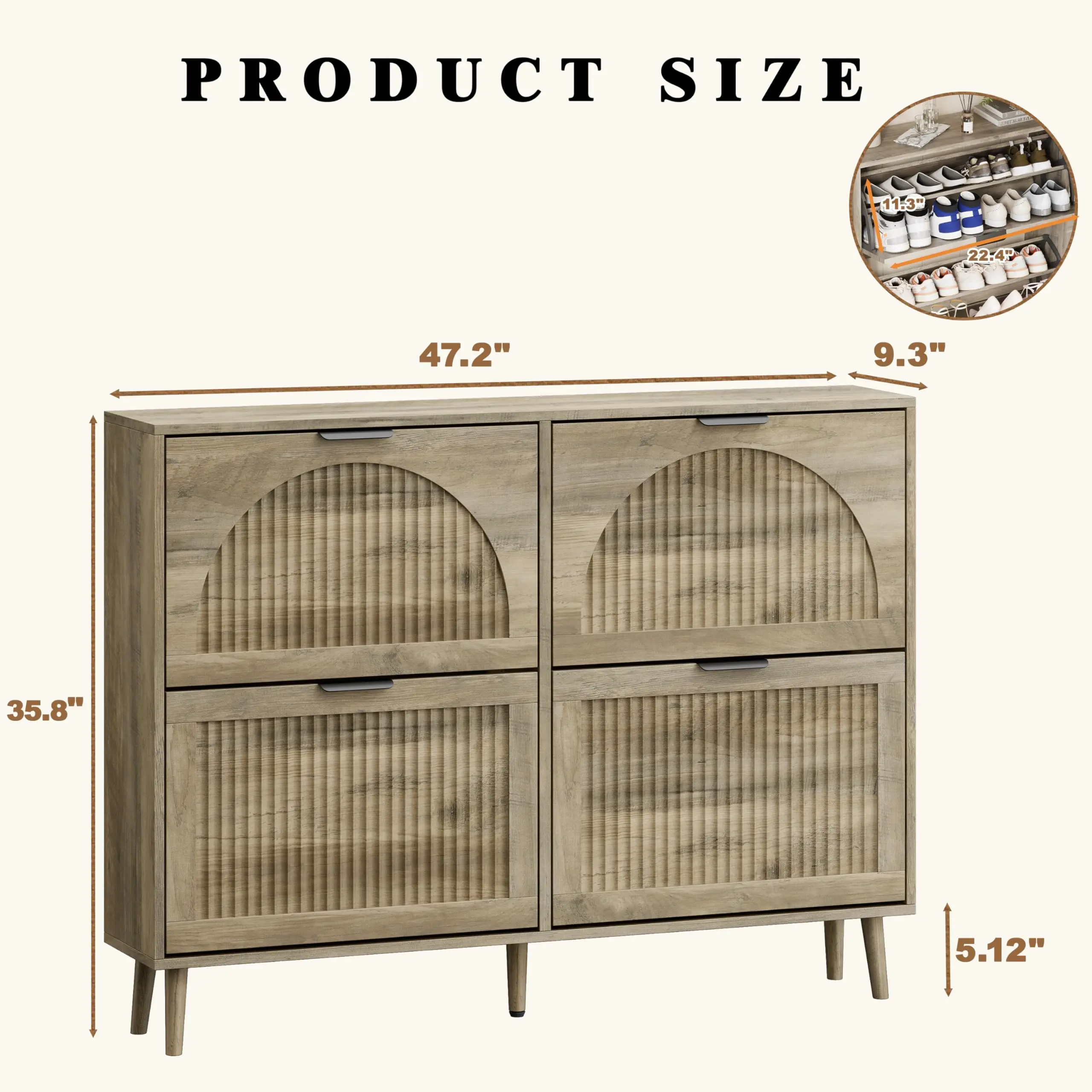 Shoe Cabinet Organizer with 4 Flip Drawers,Entryway Shoe Storage Cabinet