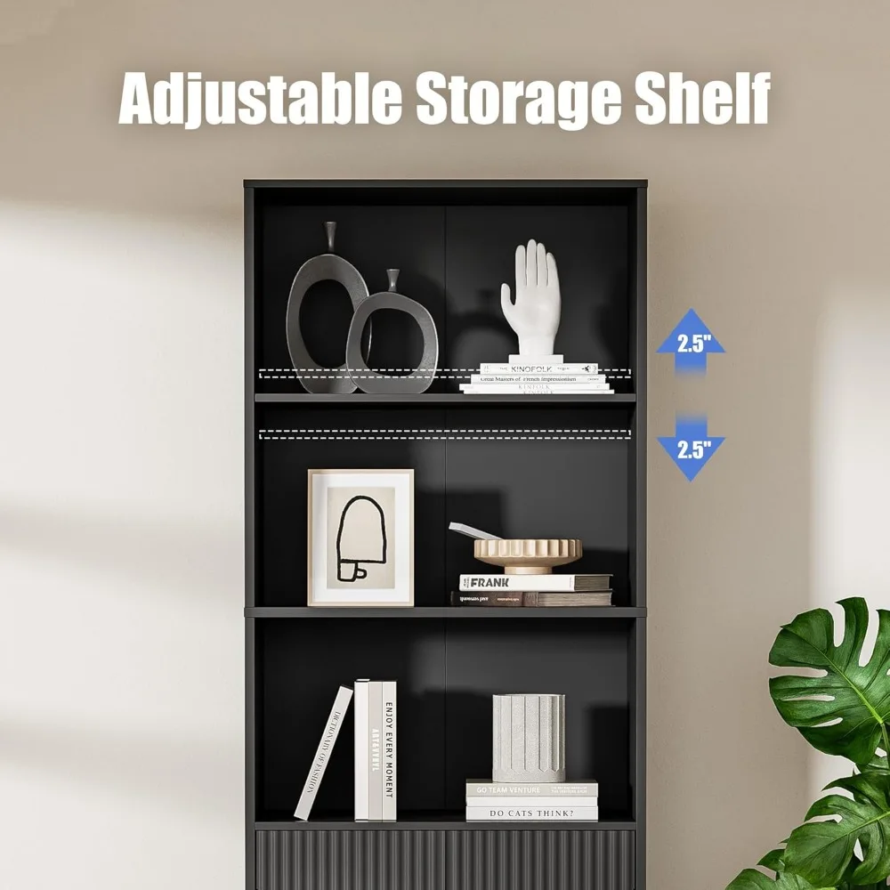 Libreria regolabile a 3 livelli con ante portaoggetti, libreria alta 63 per ufficio domestico, soluzione di scaffalature salvaspazio