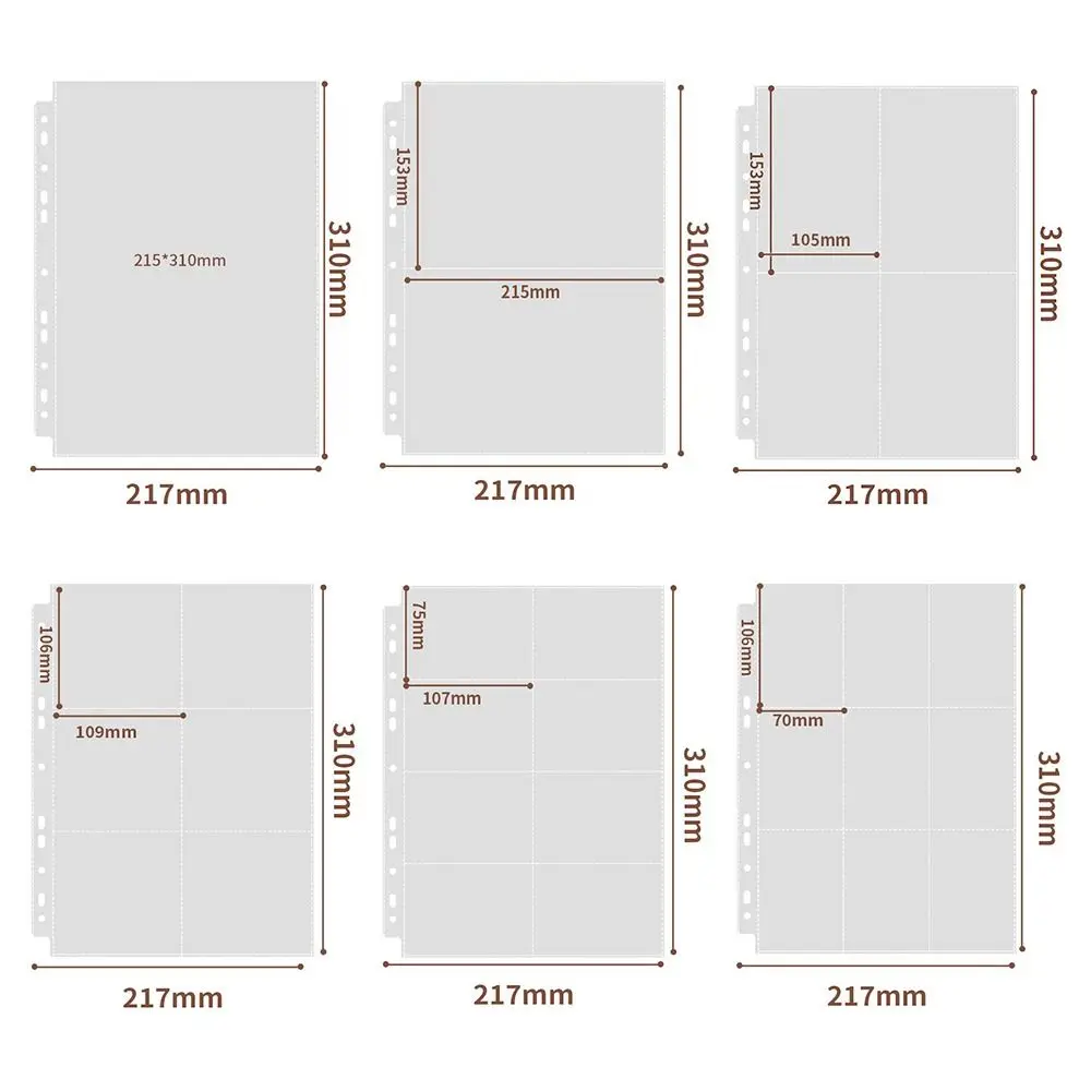 A4 Photocard Binder Sheets Transparent PP Acid Free Photo Album Refill Pages Photo Album Sleeves Card Stamp Die