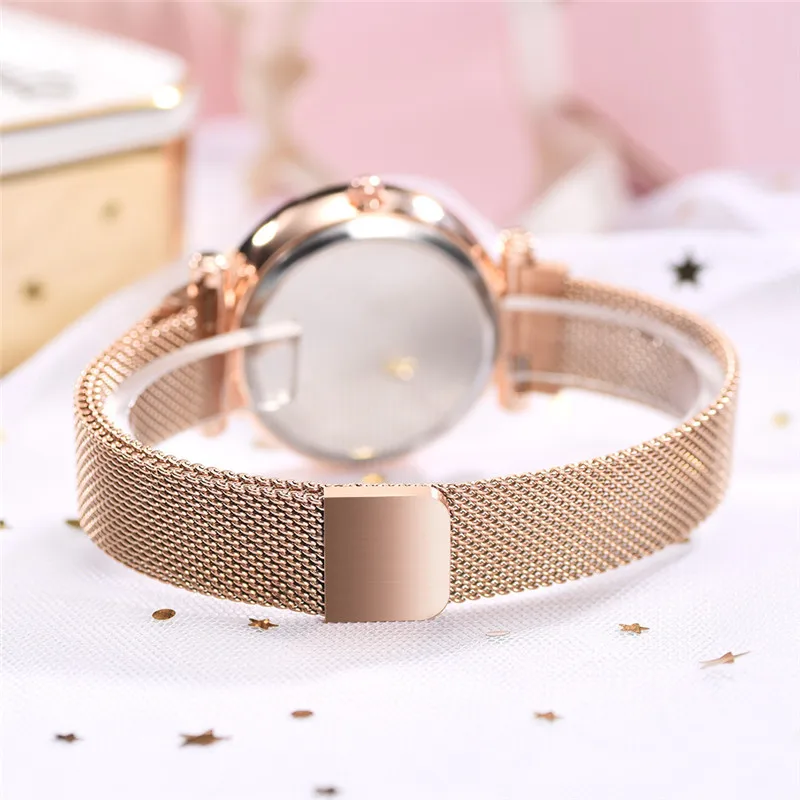 New Popular Women Watches Fashion Starry Sky Ladies Quartz Clock Luxury Magnetic Mesh Female Wristwatch 2019 Best Watch for Gift