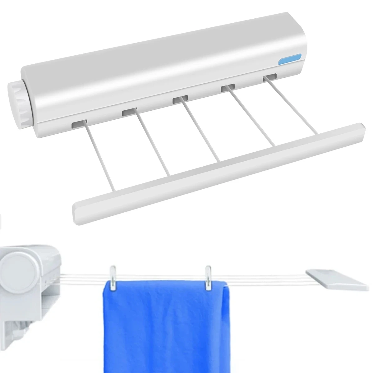 Retractable Clothesline With 5-Lines Wall Mounted Clothes Dryer Line Bathroom Invisible Clothesline Space Saving Drying Hanger