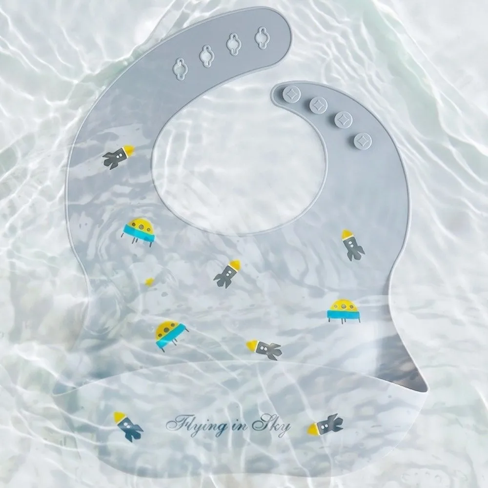 Милые мягкие силиконовые водонепроницаемые нагрудники с мультяшным принтом, регулируемый ловец еды