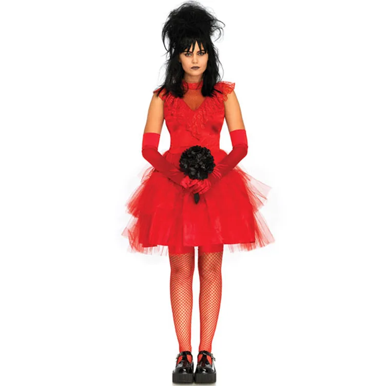 Costume de mariée fantôme d'halloween pour adultes, grande taille, Costume de scène de Zombie rouge pour spectacle de la Resurrection, S-XL