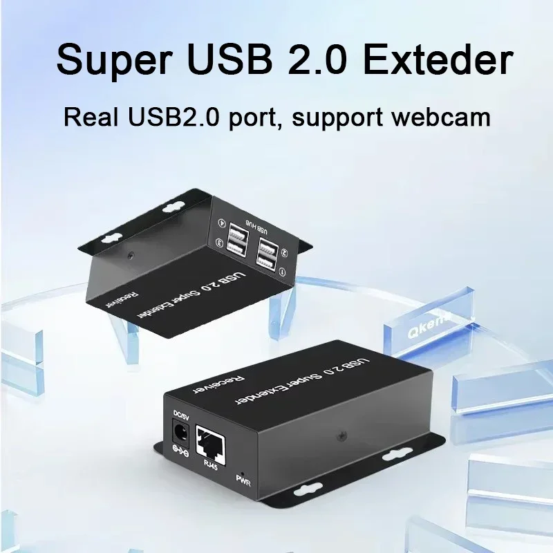 Real USB 2.0 Extender By RJ45 Ethernet Cat6 Cable 50M 4 Port USB 2.0 Hub Support Webcam USB Camera Keyboard Mouse Printer U Disc