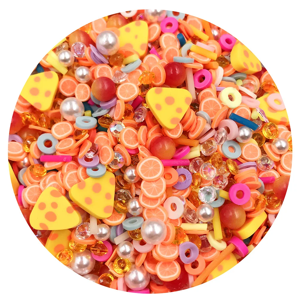 50g Mixed Clay Sprinkles Rhinestone Pearls Polymer Fruit Flower Slice DIY Slime Shaker Card Filling Accessories Decoration Craft