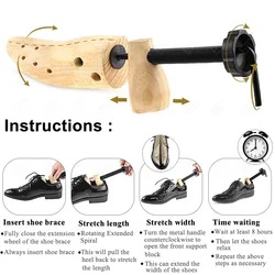 EiD 1Pc 2-Way Adjustable Shoe Stretcher Shoes Tree Shaper Rack Pine Wood Shoe Expander For Man Women Shoe Accessories S/M/L