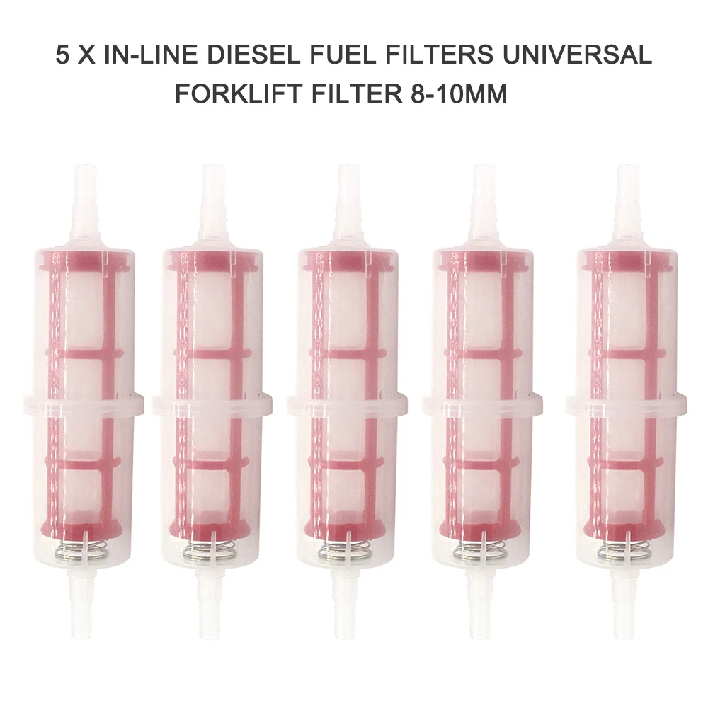 5 X In-line Diesel Fuel Filters Universal Forklift Filter 8-10mm 3/8\