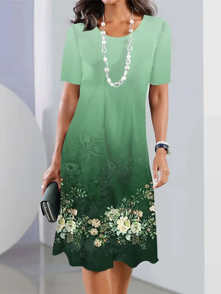 فضفاض كاجوال مستدير Ne Dr المرأة حجم كبير مريح ort Sve محبوك البوليستر الصيف Dr Street Sle Midi Dr