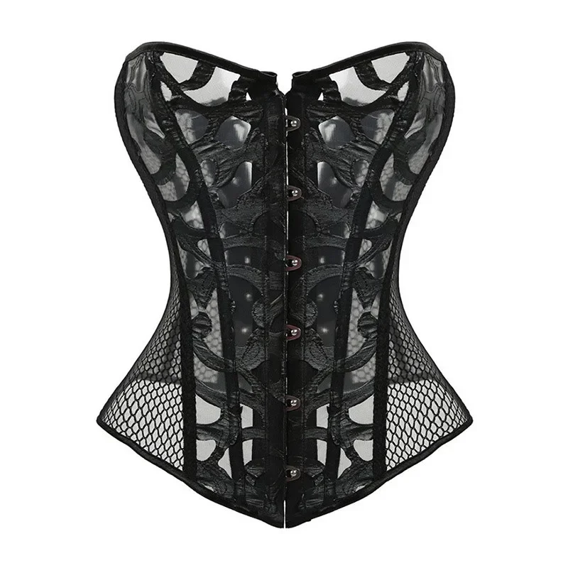 

Sexy Women Bustier Corset Lace Up Corset Top Hollow Out Mesh Waist Trainer Lingerie Overbust Corsets Body Shaper Plus Size