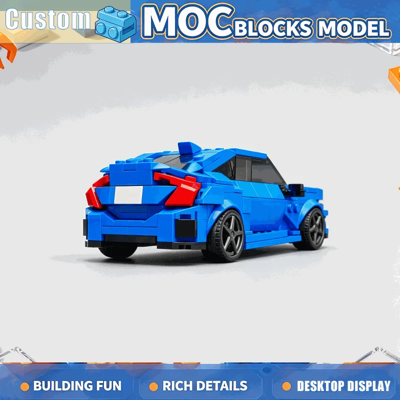 274PCS Modified Compact Sports Car Coupe Model Building Blocks Turbo Street Vehicle Assembly Creative Collection Display Gifts