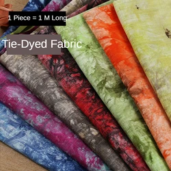 Tie-dyed Fabric Cotton Linen By The Meter for Dresses Clothing Coats Sewing Flax Two-color Cloth High-grade Summer Thin Red Blue