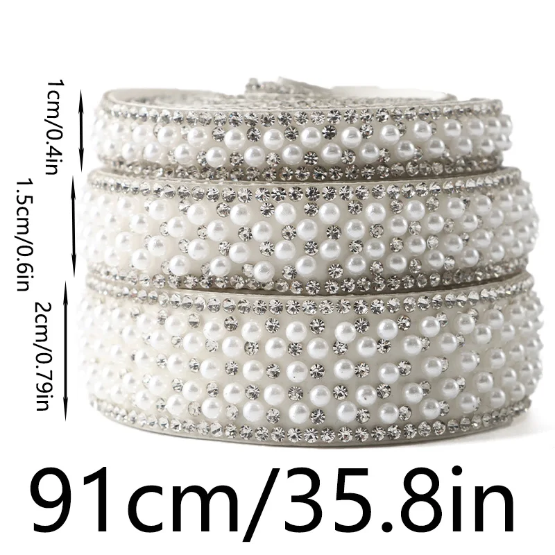 (1 yard/bag) Pearl diamond lace self-adhesive diamond DIY wedding decoration handmade materials Valentine\'s Day gift decoration