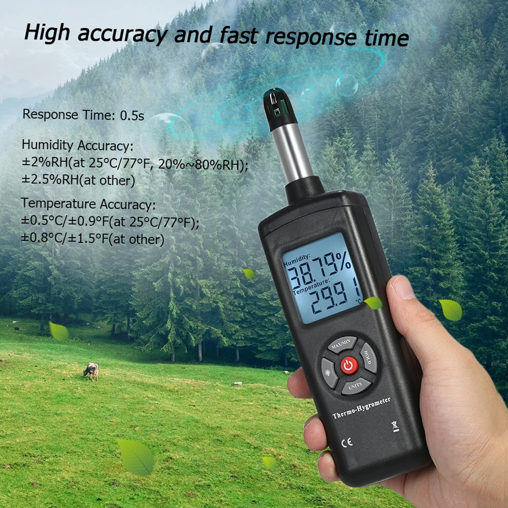 Digital LCD Thermometer Hygrometer High-Precision Temperature Humidity Meter Psychrometer Wet Bulb Dew Point Temperature Tester