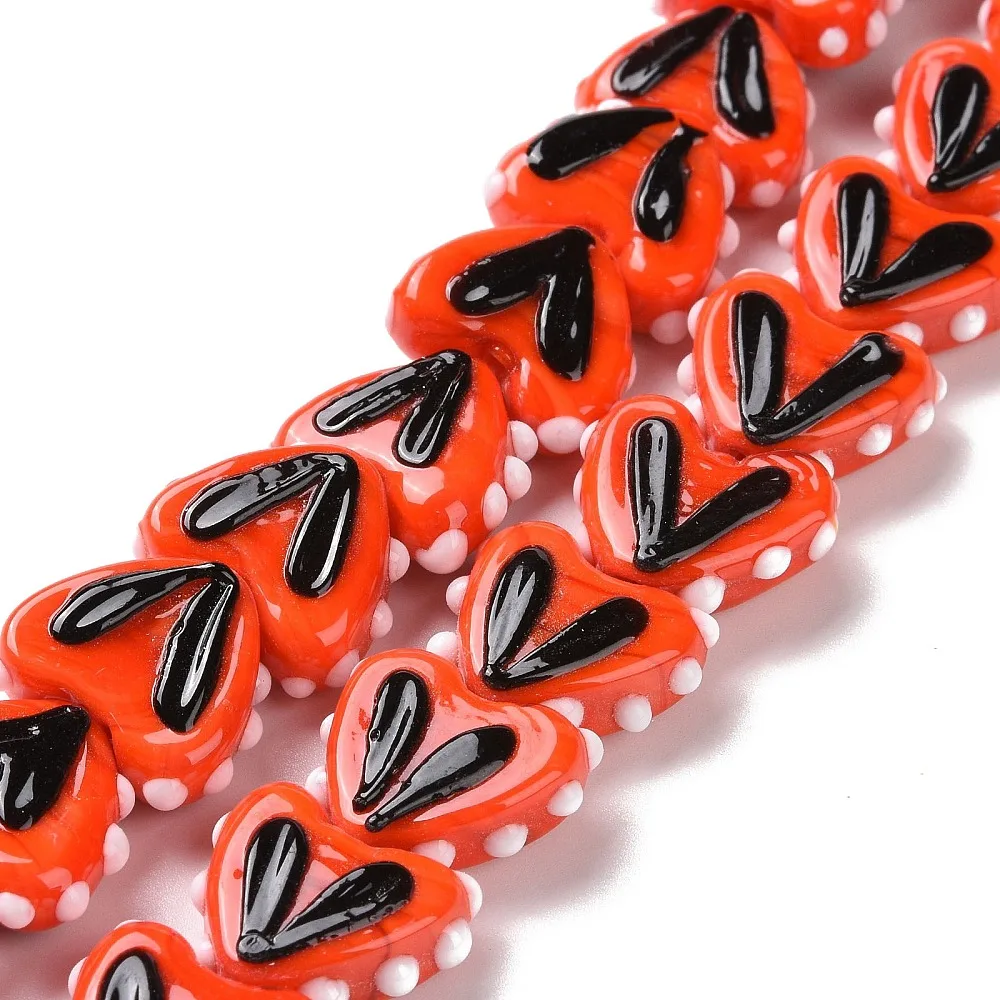 PandaHall 1 Strang handgefertigte Lampwork-Herzperlen, 14-17x16,5-17x6,5-7mm, 38cm Länge für DIY Halsketten- und Armbandherstellung – Detail 25