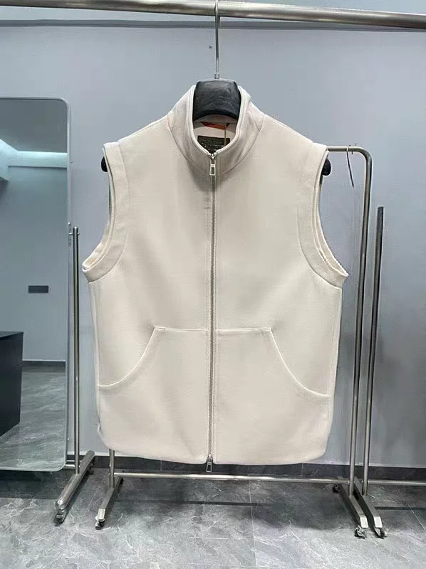 

Busin повседневный хлопковый жилет, мужской осенне-зимний воротник-стойка из чистого хлопка, тюнер-стойка из льняного материала, застежка-молния