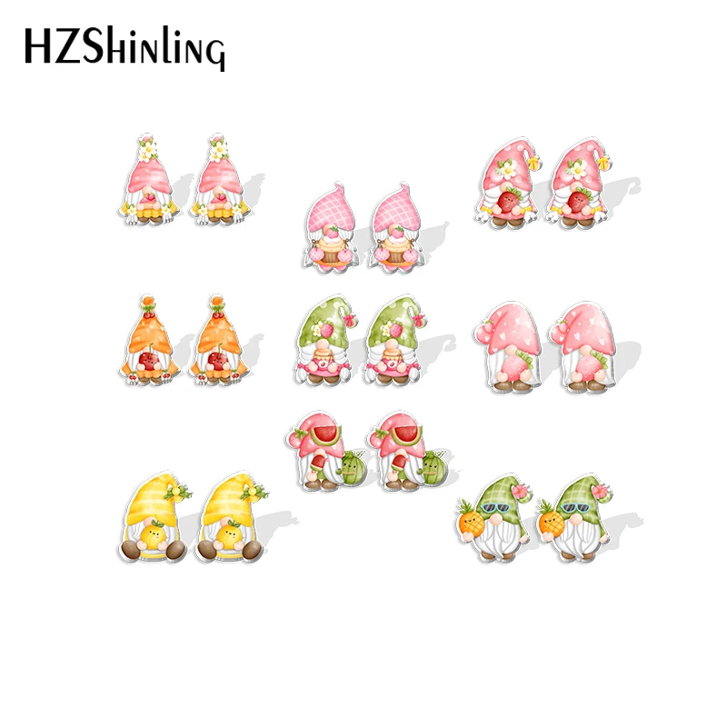 2022 New Cute Fruit Gnomes Stud Earring Strawberry Gnome Acrylic Resin Earrings Epoxy Handmade Jewelry Gifts Friends