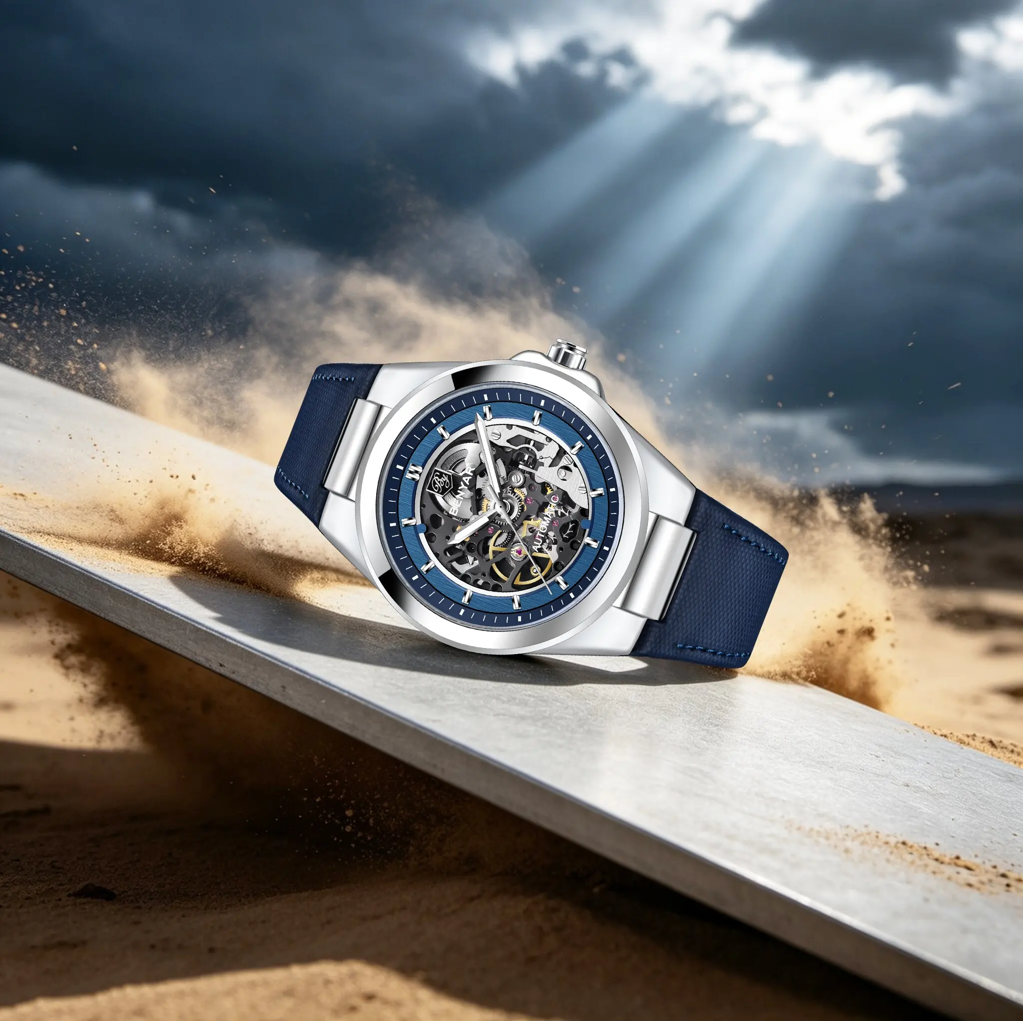 Tourbillon Movement Watch - BENYAR Luxury Mens Automatic Business Dress