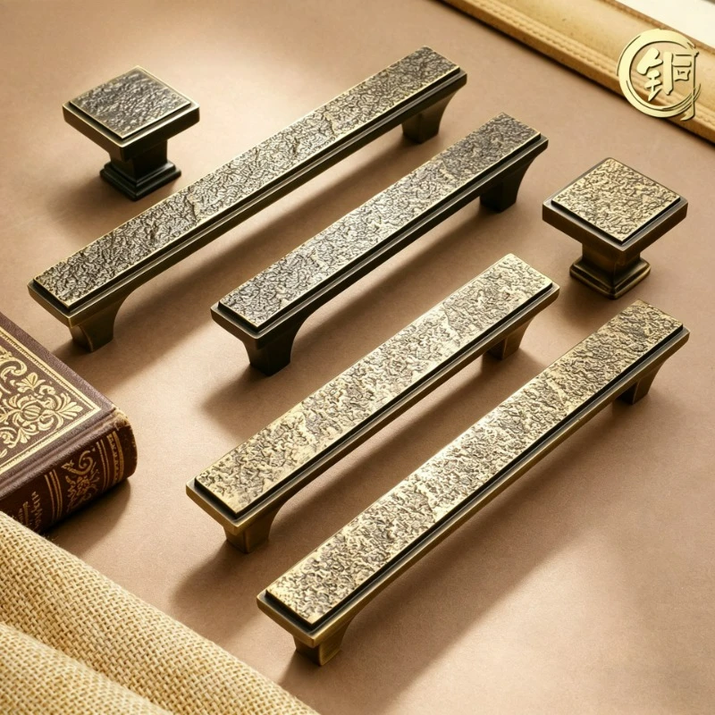 French Solid Brass Handle European Light Luxury Furniture Foyer, Wine, Cabinet, Wardrobe Drawer Cabinet Door Copper Handle