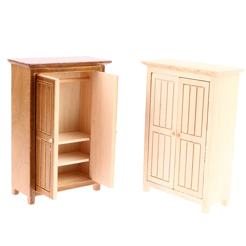 Miniature Closet Wooden Chinese Classical Wardrobe Mini Cabinet Bedroom Furniture Kits Home & Living For Dollhouse