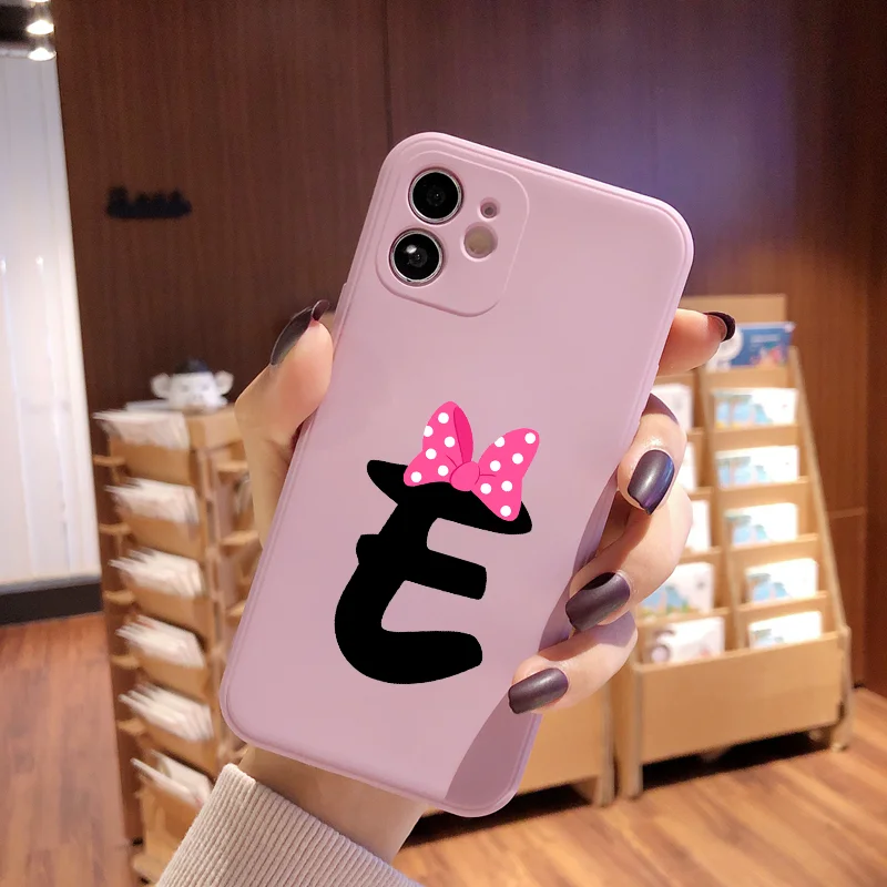 twenty four pink Letter Phone Case Iphone 11 12 Pro Max 13Mini Iphone X XR XS Max 7 8 Plus 6 6S Soft Silicone Case