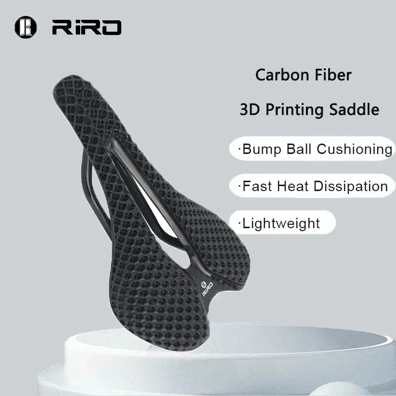 RIRO  X19-3D Bicycle Carbon Fiber Saddle 3D Printing Seat Ultra-Light and  reduce oppression Cushion for Road Bike MTB Parts