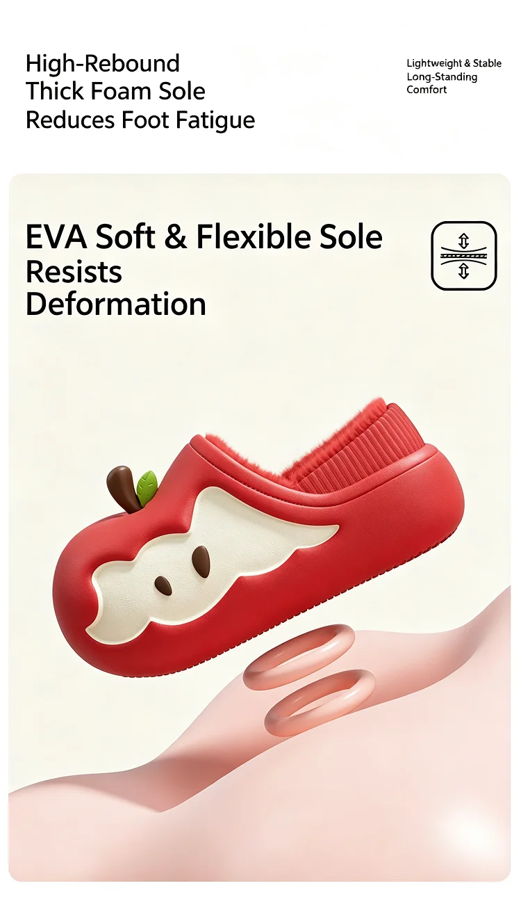 Niedliche Clogs mit Apfelmotiv für Damen, dicke Sohle, rutschfeste EVA-Gartenschuhe, hübsche Mädchen-Slipper mit Strick-Fersenriemen. – Detail 7