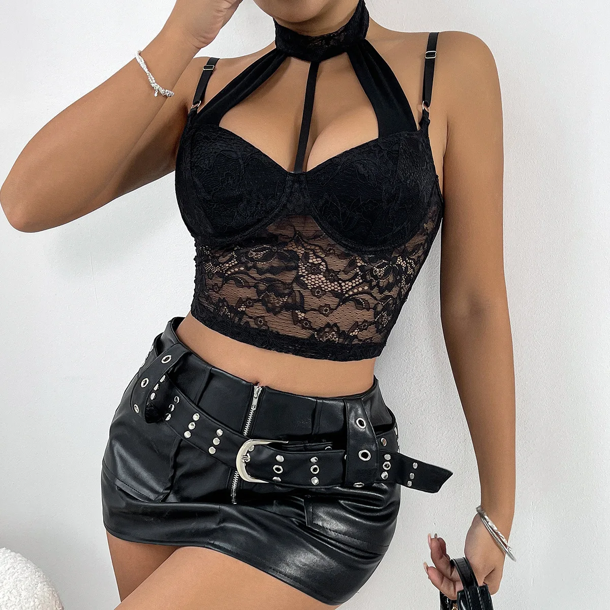 

Summer Lace Corset Cropped Top for Women Sexy Hollow Bustier Boned Halter Camisole Slim Sleeveless Bodyshaper Lingerie Tank Tops