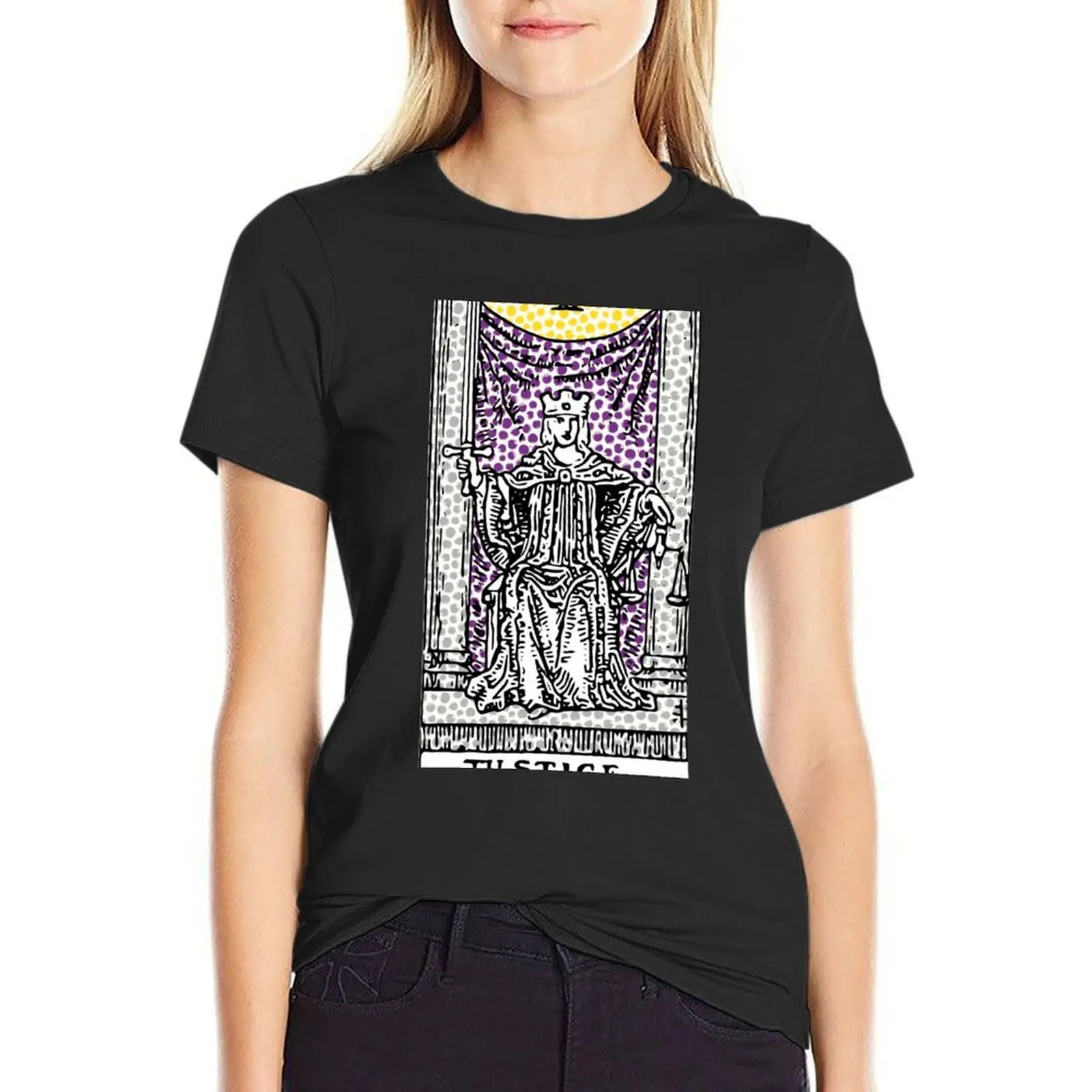 

11 - Justice - A Tarot Print T-Shirt funnys new edition animal print t shirts for Women graphic