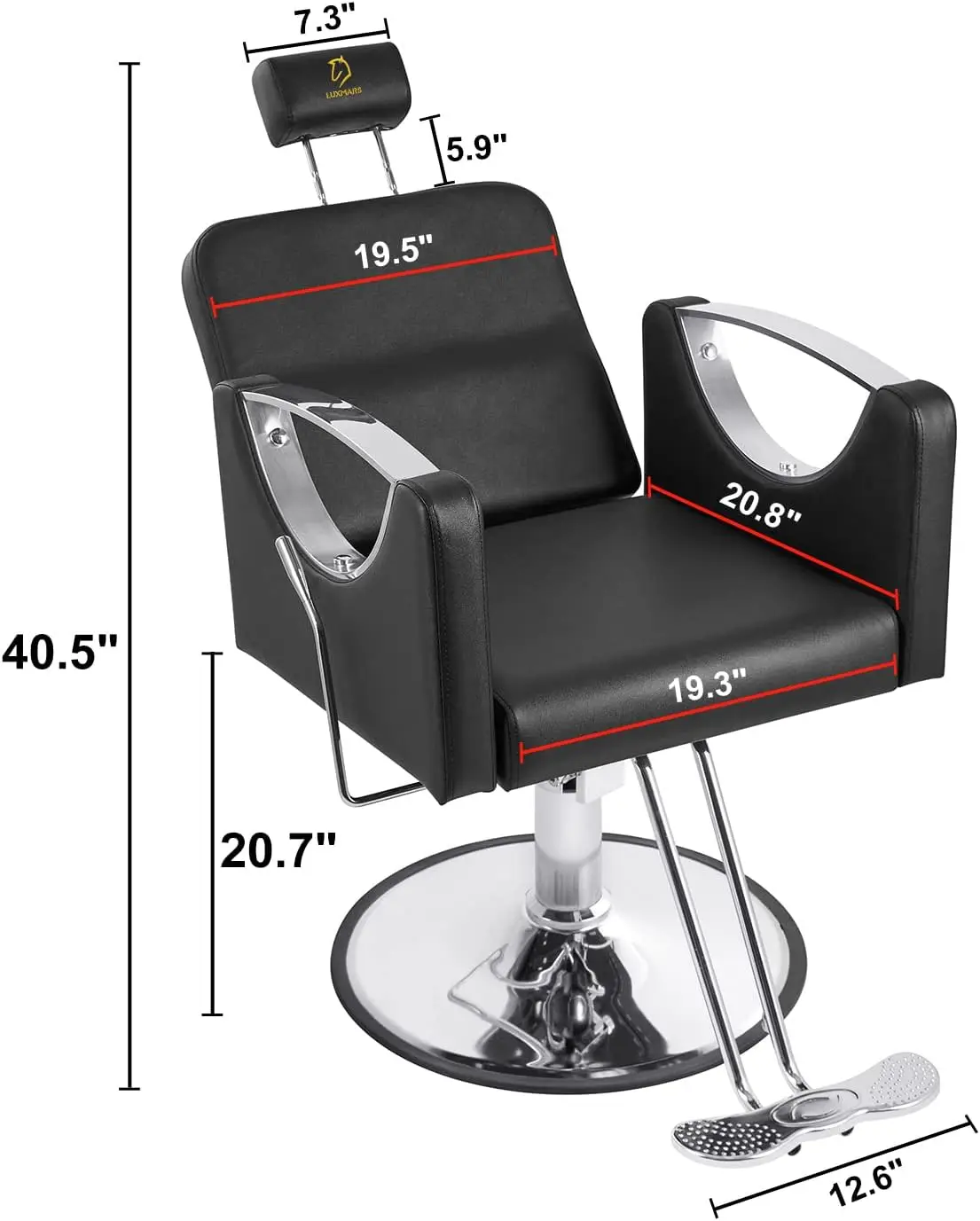 Chaise de Barbier Hydraulique à Roulettes, Équipement de Salon de miles et Spa, 360