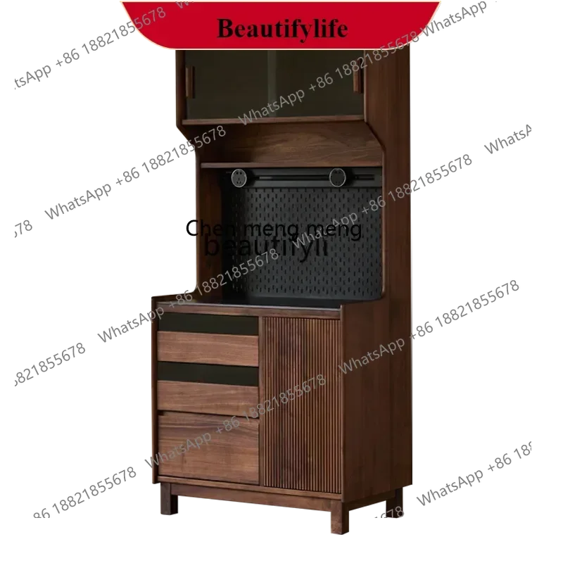 G153 North American black walnut solid wood side cabinet Nordic rock slab integrated wall kitchen locker