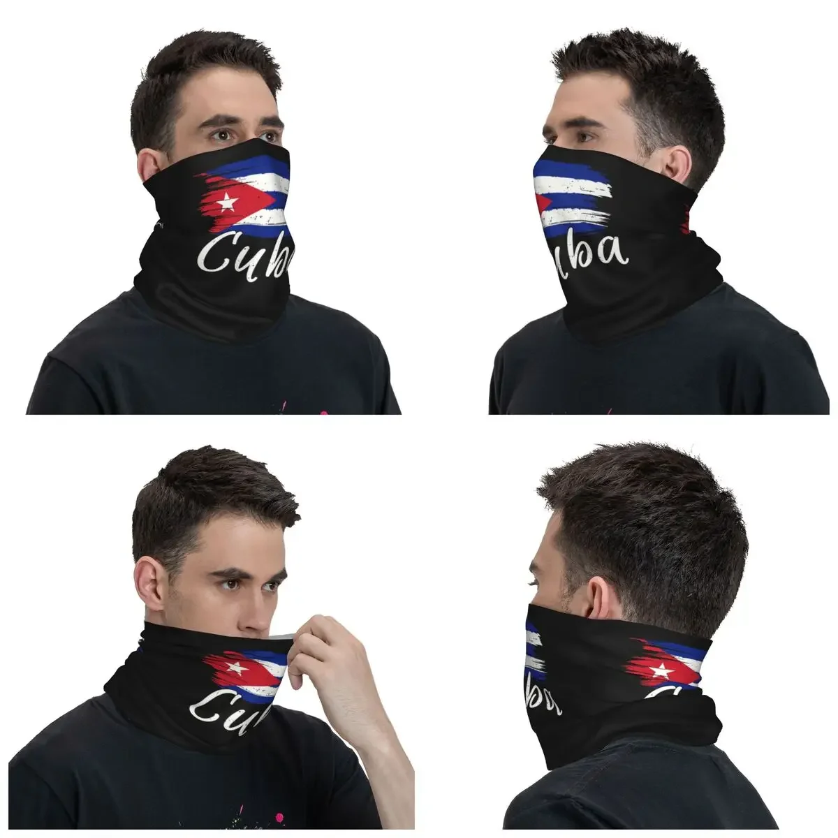 Cuba Cuban Havana Flag Bandana Neck Gaiter Windproof Face Scarf Cover Men Women Cuban Patriotic Headband Tube Balaclava