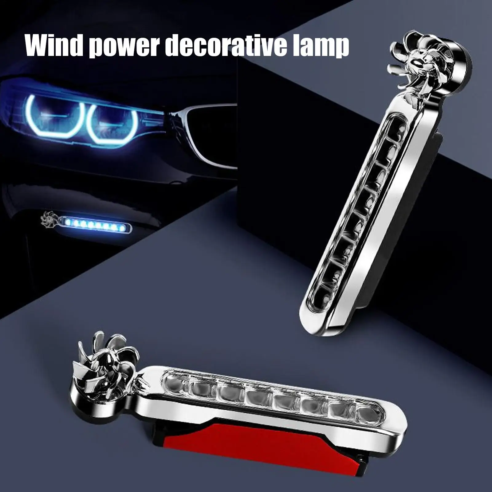 

Car Wind Power LED Lights 2 Pieces Car Wind Energy Running Light Vehicle Accessories For Travel Automotive Bike Road Trips