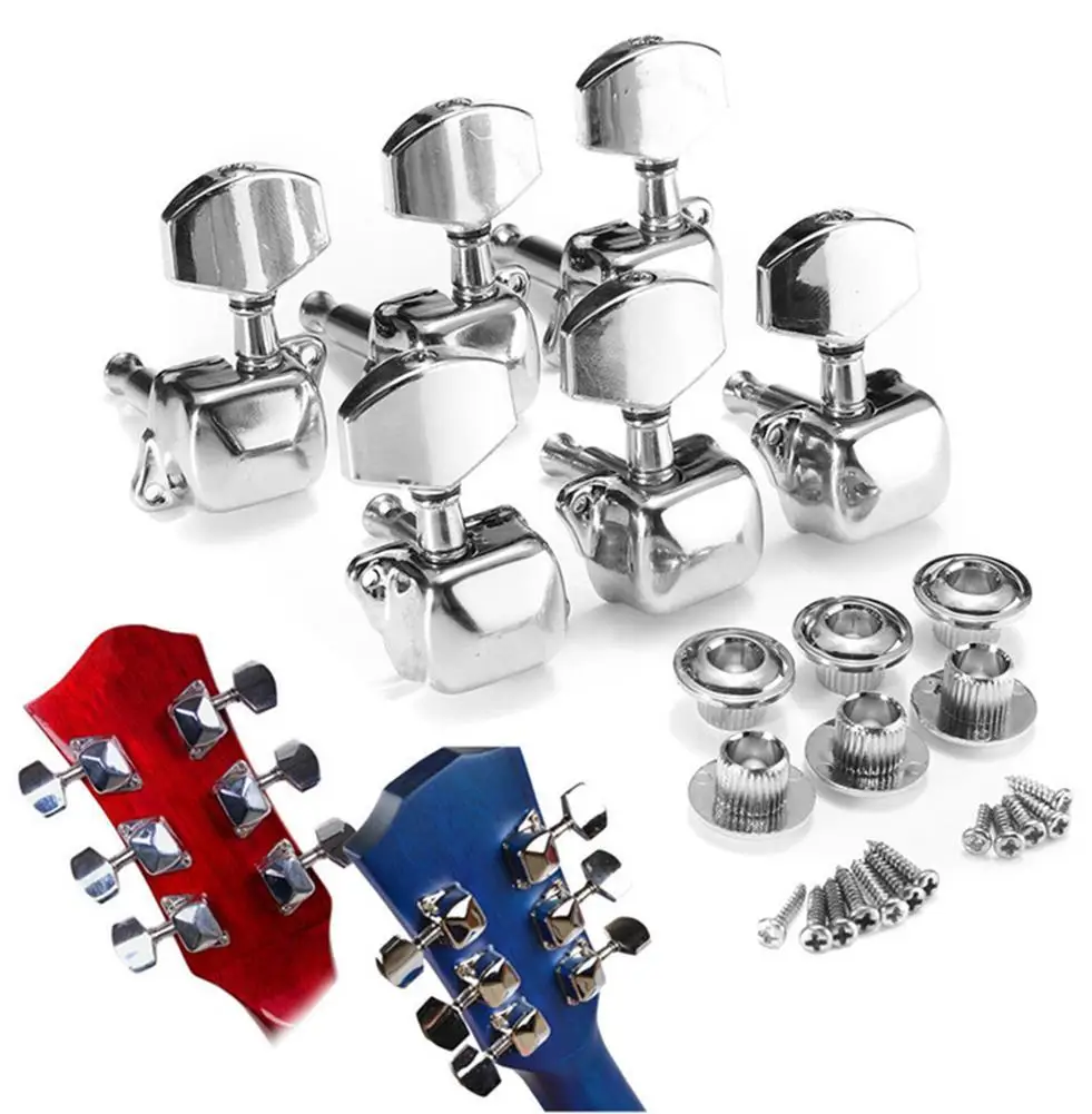 Guitar Tuning Pegs Open Machine Heads Tuners Keys Oval Button Acoustic Semi-Closed 1-3 String For Guitar String Button Parts