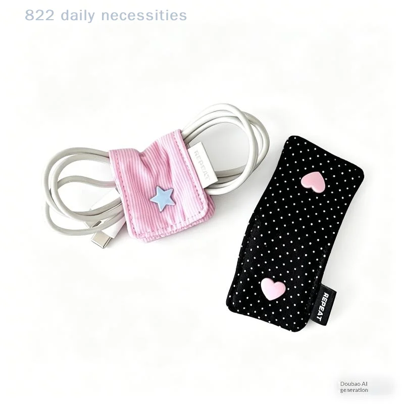 convenientEarphone Accessories Data Cable Organizer Storage Bag Handmade Fabric Organizer for Charger Travel Office Desk Use