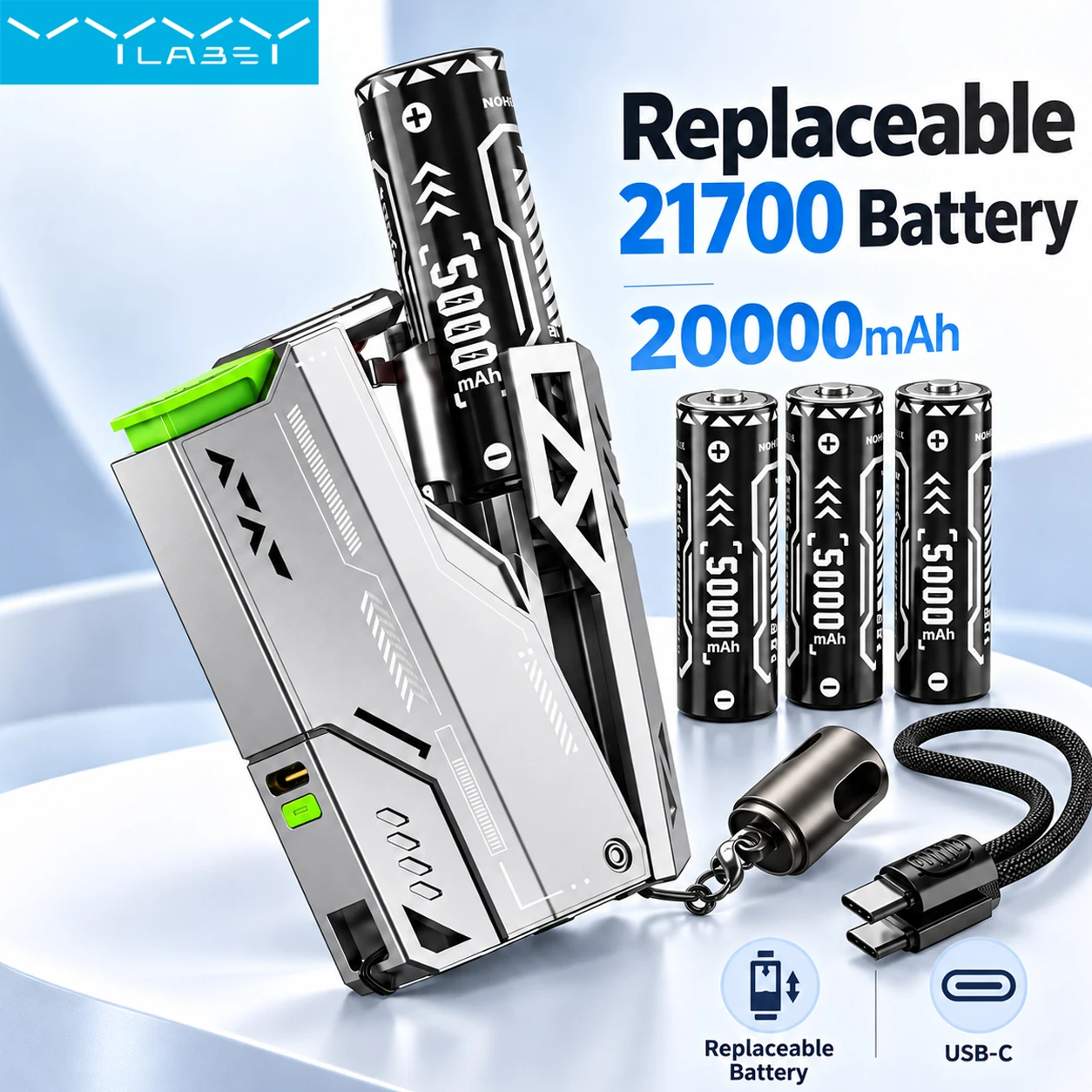 VYVYLABS 20000mAh Fast Charging External Battery Portable 22.5W Power Bank CCC Removable Replaceable Mobile Battery for Tablet